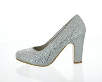 WOMAN'S SHOES SILVER GLITTER MESH HEELS MERIT-13