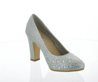 WOMAN'S SHOES SILVER GLITTER MESH HEELS MERIT-13