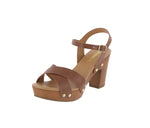 WOMAN'S SHOES TAN PU LEATHER HEELS MIGUEL