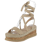 WOMAN'S SHOES BEIGE SUEDE WEDGE SANDAL MINA-6