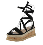 WOMAN'S SHOES BLACK SUEDE WEDGE SANDAL MINA-6