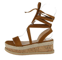 WOMAN'S SHOES CHESTNUT SUEDE WEDGE SANDAL MINA-6