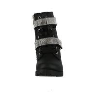 BABY'S SHOES BLACK PU BOOTS MOTO-52KA