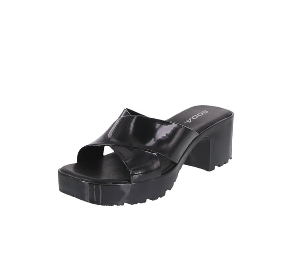 WOMEN'S SHOES BLACK PLASTIC HEELS MOVING