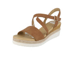 WOMAN'S SHOES TAN PU LEATHER WEDGE SANDAL MUCH