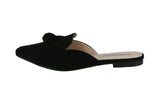 WOMAN'S SHOES BLACK SUEDE SANDALS MULES-11