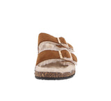 WOMAN'S SHOES TAN SUEDE/FLUFF SANDALS NADINE-1