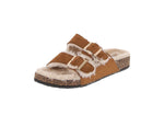 WOMAN'S SHOES TAN SUEDE/FLUFF SANDALS NADINE-1