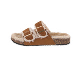 WOMAN'S SHOES TAN SUEDE/FLUFF SANDALS NADINE-1