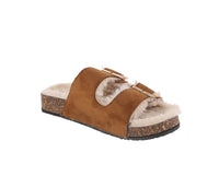 WOMAN'S SHOES TAN SUEDE/FLUFF SANDALS NADINE-1