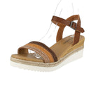 WOMAN'S SHOES BROWN/MUL WEDGE PU LEATHER NEVER