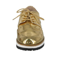 WOMAN'S SHOES GOLD METALLIC PU SLIP ON TENNIS SNEAKERS NEWBIE-15