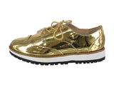 WOMAN'S SHOES GOLD METALLIC PU SLIP ON TENNIS SNEAKERS NEWBIE-15