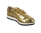 WOMAN'S SHOES GOLD METALLIC PU SLIP ON TENNIS SNEAKERS NEWBIE-15