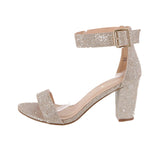 WOMEN'S SHOES CHAMPGNE FABRIC/GLITTER HEELS NIXTY-10