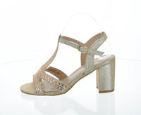 WOMAN'S SHOES CHAMPAGNE GLITTER HEELS NOVA-20