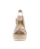 WOMAN'S SHOES PHYTON NUDE PU/LEATHER NUB WEDGE OATEN