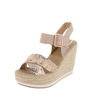 WOMAN'S SHOES PHYTON NUDE PU/LEATHER NUB WEDGE OATEN