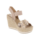 WOMAN'S SHOES PHYTON NUDE PU/LEATHER NUB WEDGE OATEN