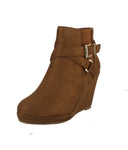 WOMAN'S SHOES TAN SUEDE BOOTIES OLESIA-62