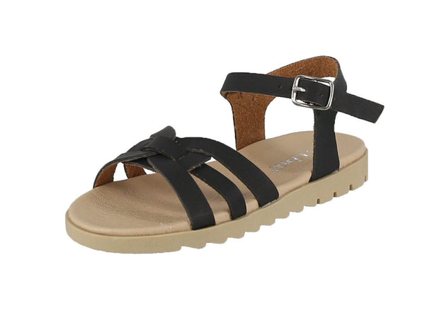 KID'S SHOES BLACK PU LEATHER SANDALS OLIVIA-01K