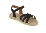 KID'S SHOES BLACK PU LEATHER SANDALS OLIVIA-01K