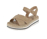 WOMAN'S SHOES BEIGE PU LEATHER WEDGE SANDAL PICNIC