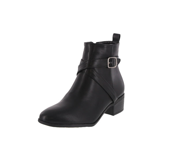 WOMAN'S SHOES BLACK PU BOOTIES PLANO-29