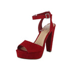 WOMAN'S SHOES RED SUEDE HEELS PURIFY