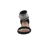 KID'S SHOES BLACK NUB GLITTER HEELS QUALITY-84K