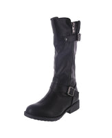 KID'S SHOES BLACK PU LEATHER BOOTS QWINCY-25K