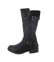 KID'S SHOES BLACK PU LEATHER BOOTS QWINCY-25K