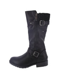 KID'S SHOES BLACK PU LEATHER BOOTS QWINCY-25K