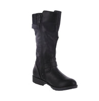 KID'S SHOES BLACK PU LEATHER BOOTS QWINCY-25K