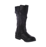 KID'S SHOES BLACK PU LEATHER BOOTS QWINCY-25K