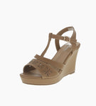 WOMAN'S SHOES TAUPE PU LEATHER WEDGE RANGE-31