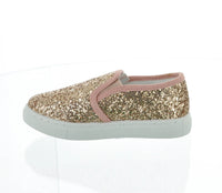 KID'S SHOES CHAMPAGNE GLITTER TENNIS SNEAKERS RANGE-8K