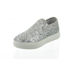 KID'S SHOES SILVER GLITTER TENNIS SNEAKERS RANGE-8K