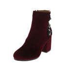 WOMAN'S BOOTIES BURGUNDY VELVET RANNEL-11X