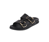 WOMAN'S SHOES BLACK PU/METALLIC SANDALS RATHER