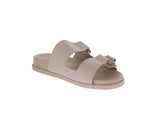 WOMAN'S SHOES BONE PU/METALLIC SANDALS RATHER