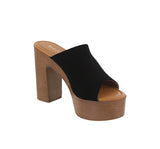 WOMAN'S SHOES BLACK NUB WEDGE HEELS RAVELL-1