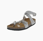 WOMAN'S SHOES SILVER GLITTER SANDALS REALNICE-612