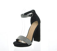 WOMAN'S SHOES BLACK GLITTER SUEDE HEELS REALOVE-25