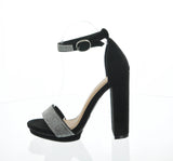 WOMAN'S SHOES BLACK GLITTER SUEDE HEELS REALOVE-25