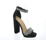 WOMAN'S SHOES BLACK GLITTER SUEDE HEELS REALOVE-25