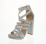 WOMAN'S SHOES SILVER GLITTER HEELS REALOVE-36