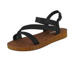 WOMAN'S SHOES BLACK PU LEATHER SANDALS RECORD-44