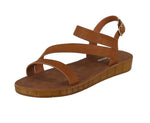 WOMAN'S SHOES TAN PU LEATHER SANDALS RECORD-44