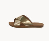 WOMAN'S SHOES GOLD METALLIC SANDALS REFLECT